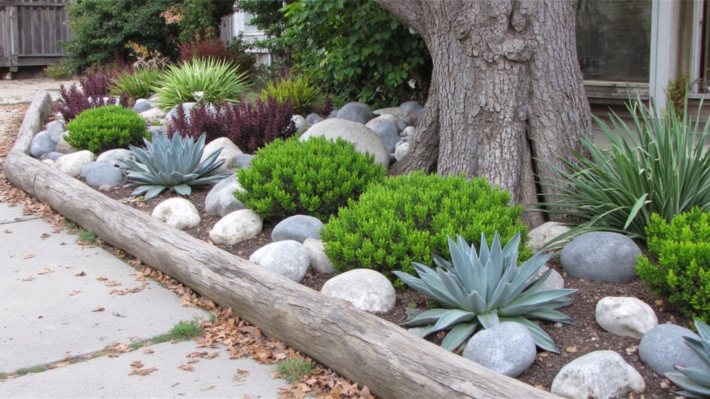 drought resistant colorful succulent rockery