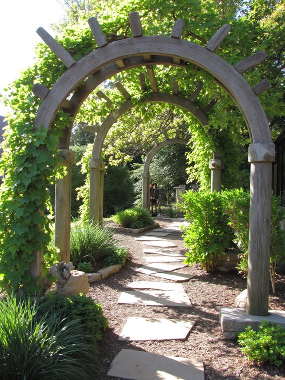 elegant arbors framing pathways