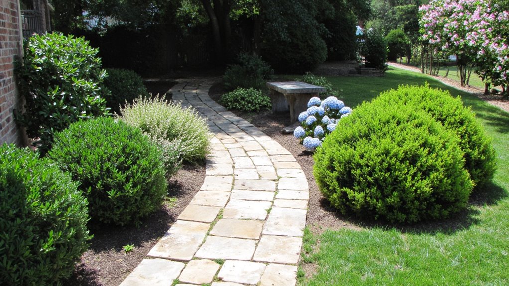 elegant pathways with shrubs