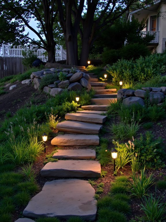 enchanting hillside garden lighting
