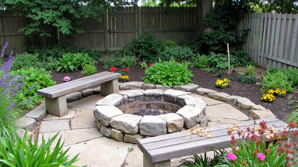 flower bed around fire pit