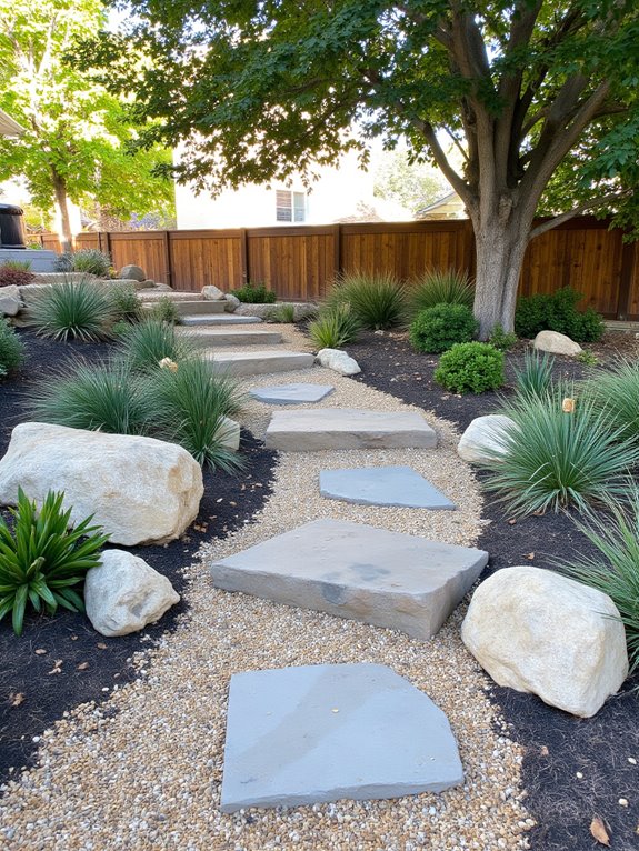 gravel enhances low maintenance landscaping