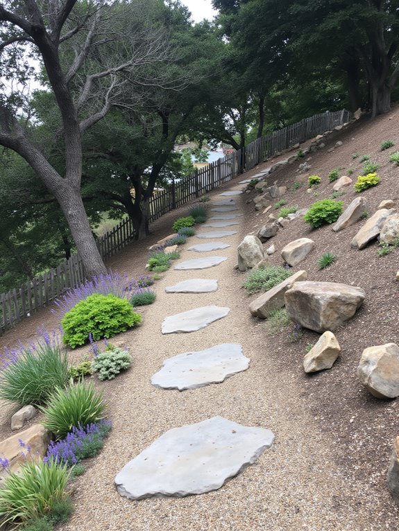 gravel stone hillside pathways
