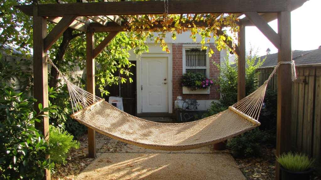 hammock under stylish pergola