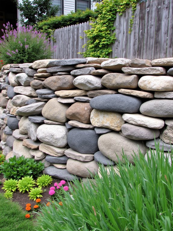 layered rock wall construction