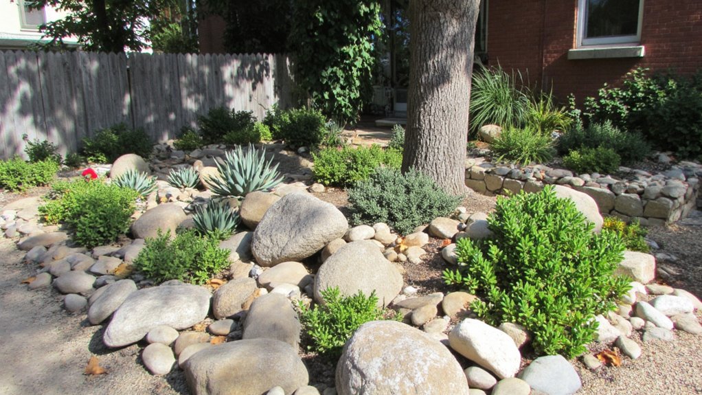 layered rocks and plants