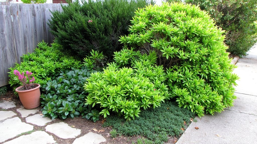 layered shrubs for depth