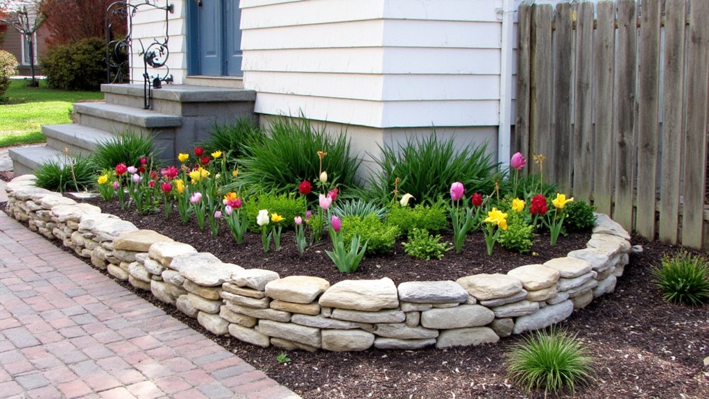 modern corner flower bed