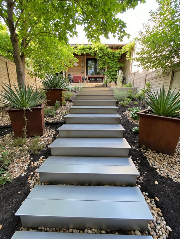 modern metal garden steps