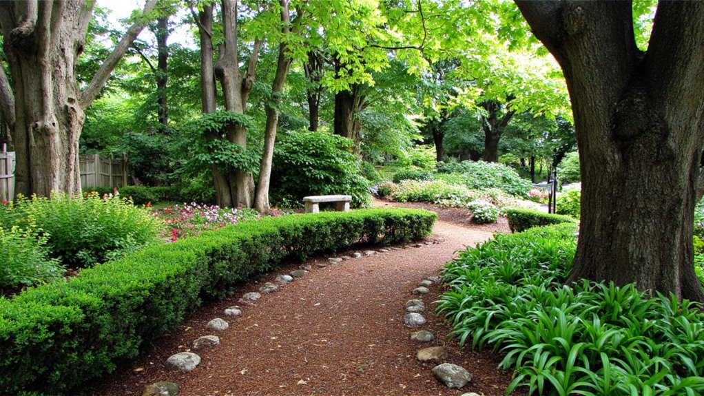 mulch defined garden pathways