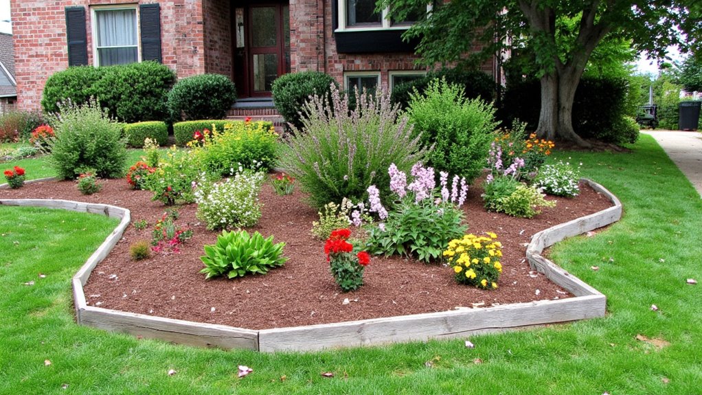 mulch enhances flower beds