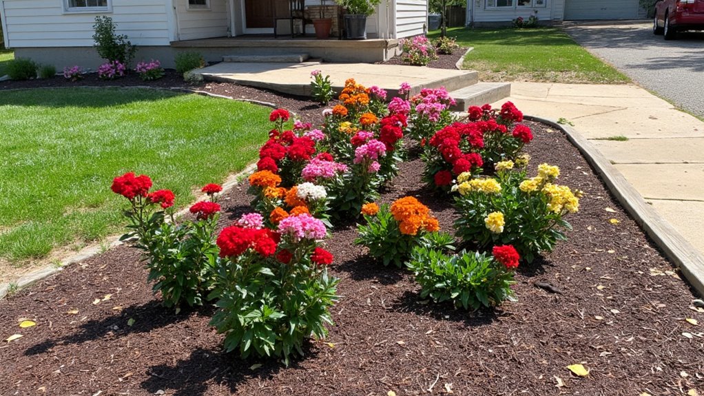 organic mulch enhances flower beds