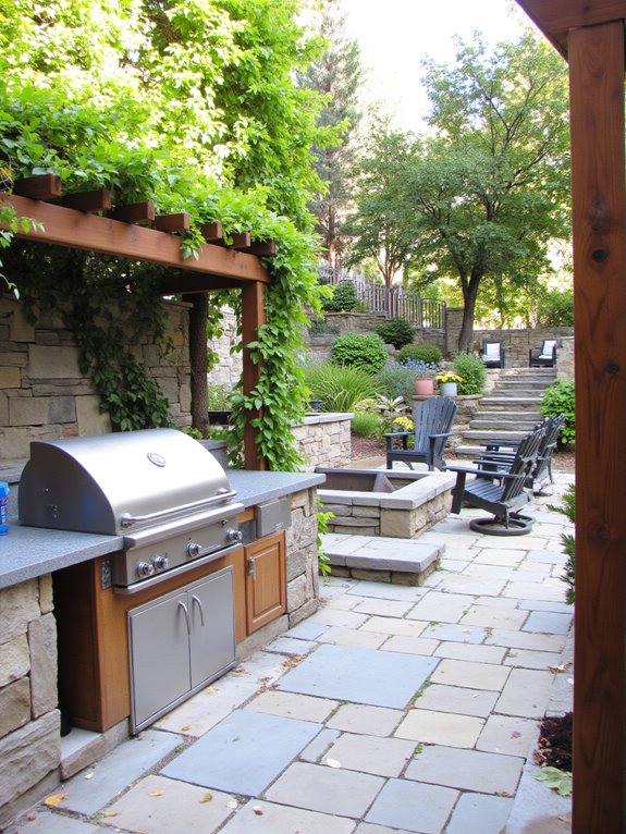 outdoor entertaining on slope