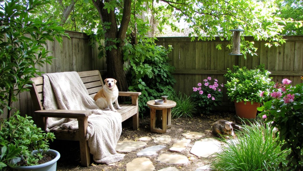 pet friendly backyard seating area