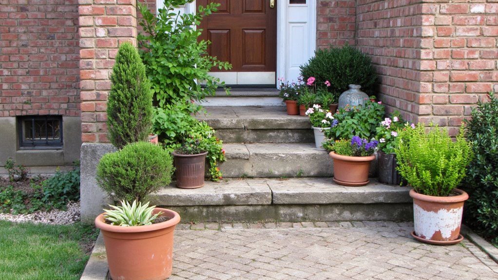 potted plants enhance entryway appeal