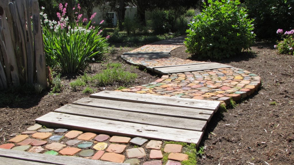 recycled materials garden pathways