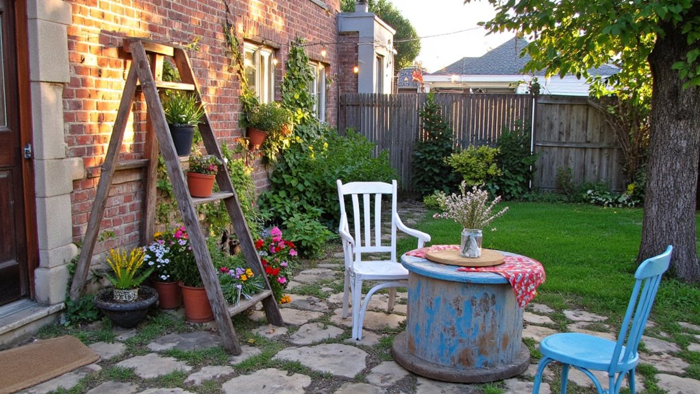 repurposed furniture garden decor