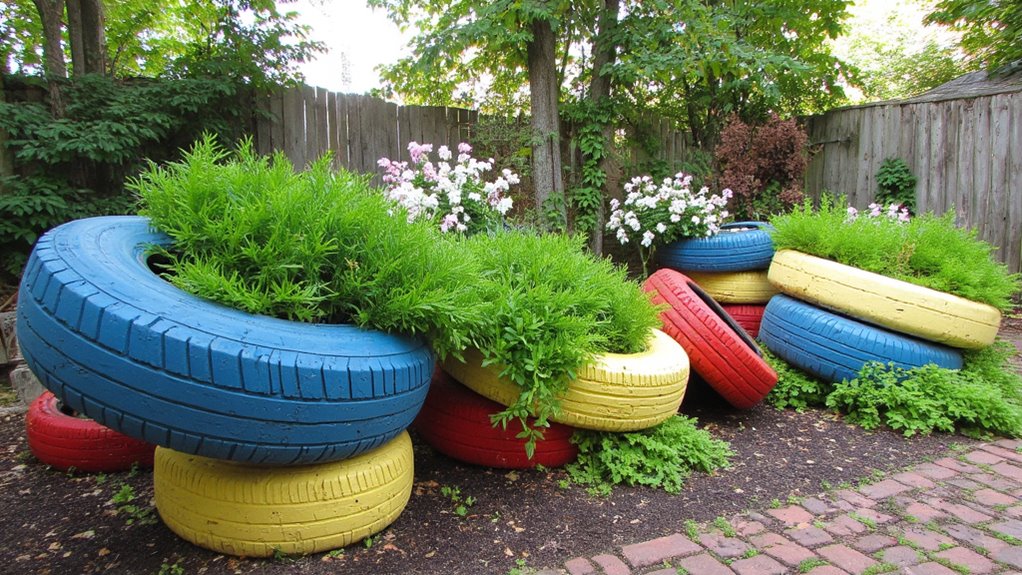 repurposed tires as planters