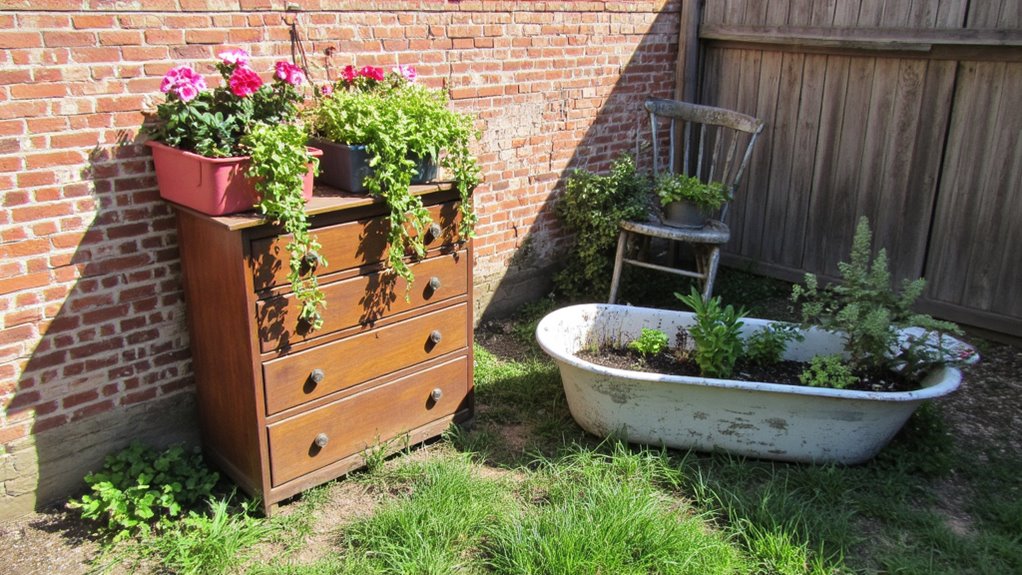 repurposing furniture into planters