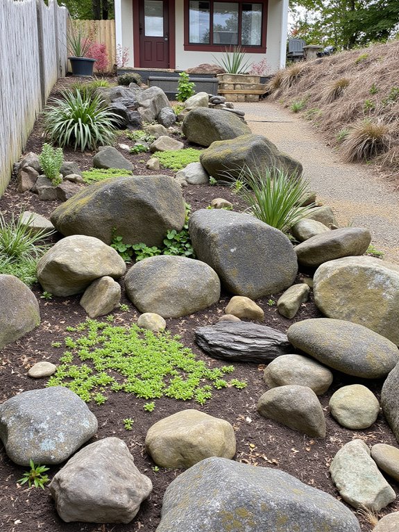 rock garden with plants