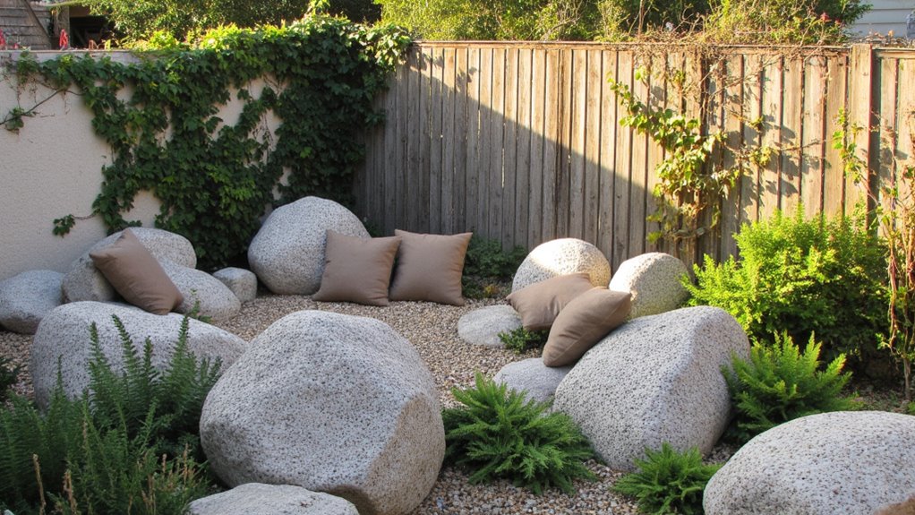 rocks as garden seating