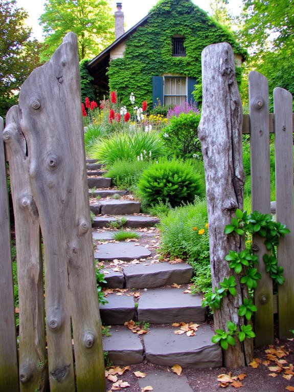 rustic fence enhances garden