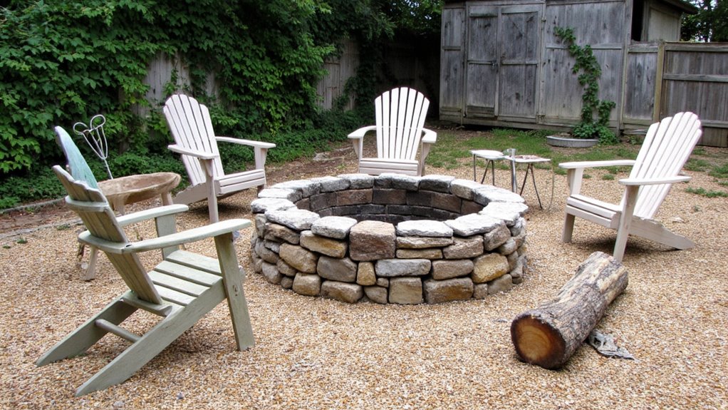 rustic gravel fire pit