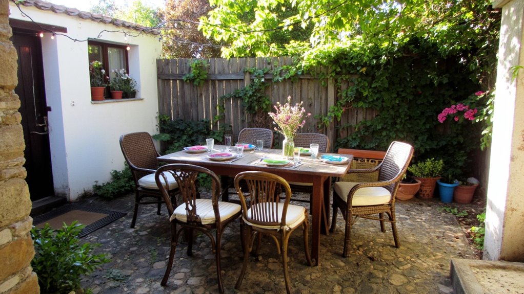 rustic outdoor dining space