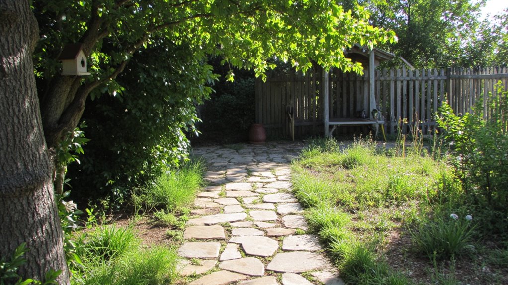 rustic stone pathways enhance navigation