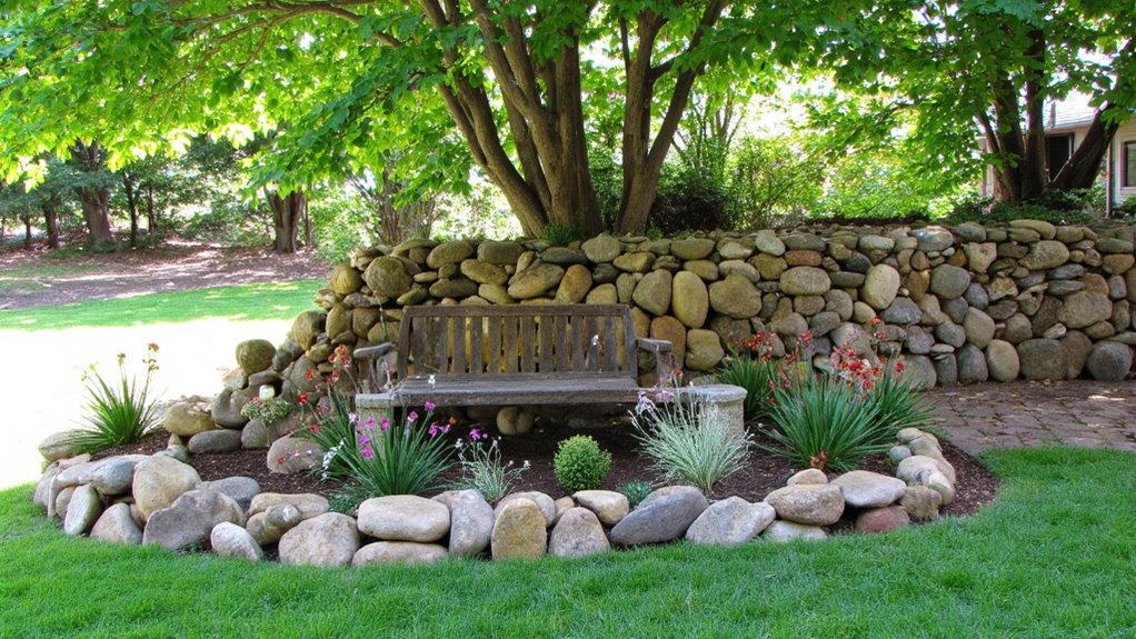 rustic stone wall feature
