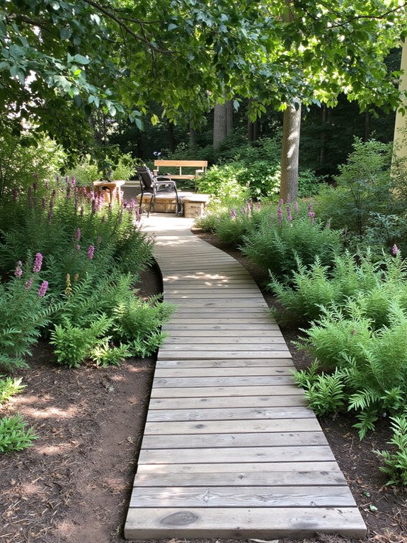 rustic wooden backyard pathways