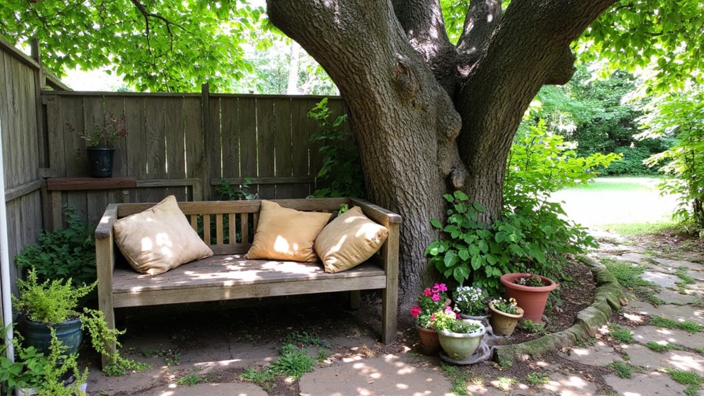 rustic wooden garden benches