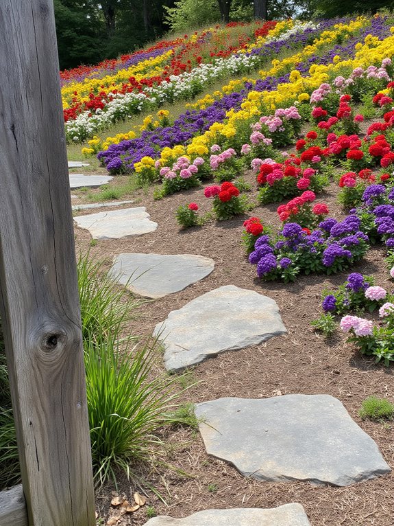 seasonal colorful flower beds