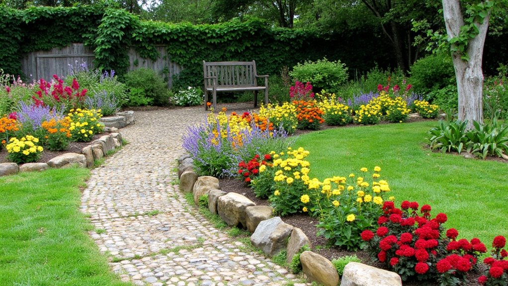 seasonal vibrant flower beds