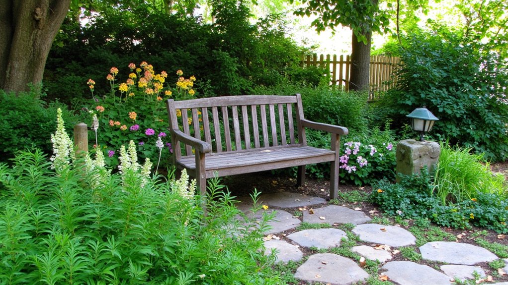 serene garden bench retreat