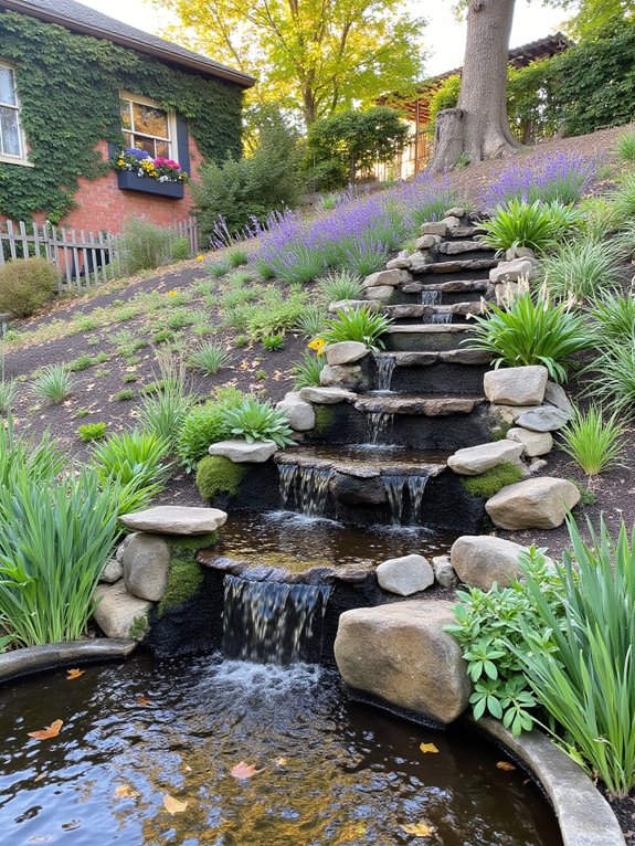 serene hillside water features