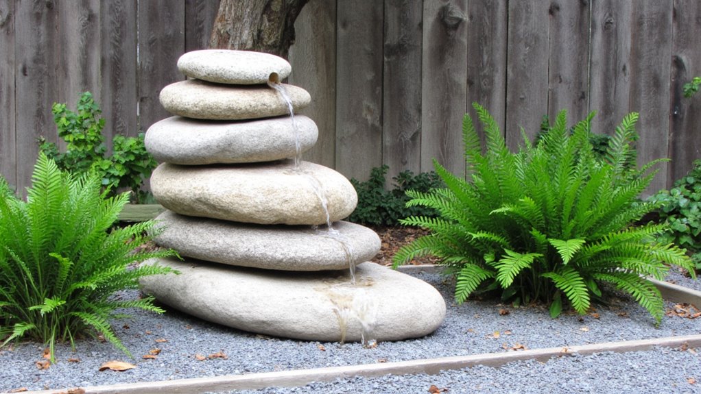 serene minimalist rock fountain