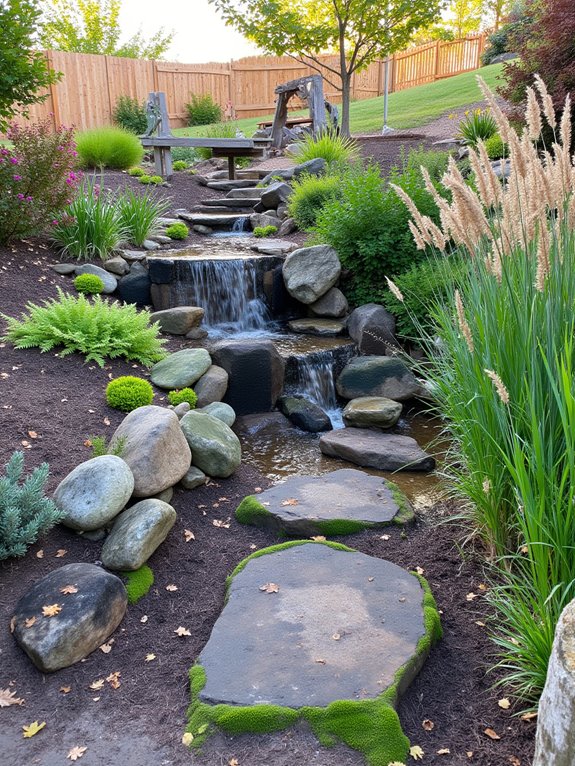 serene pond with waterfall