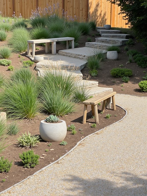 serene sloped garden minimalism