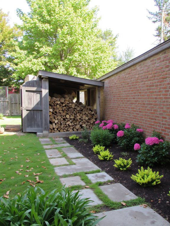 stylish elevated firewood storage