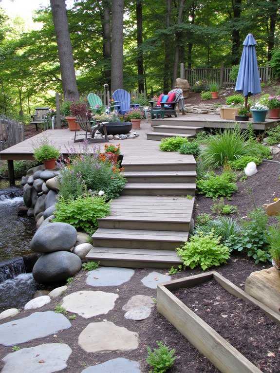 terraced gardens and seating