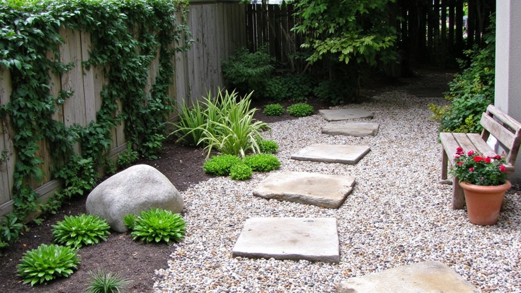 textured pathways with pebbles