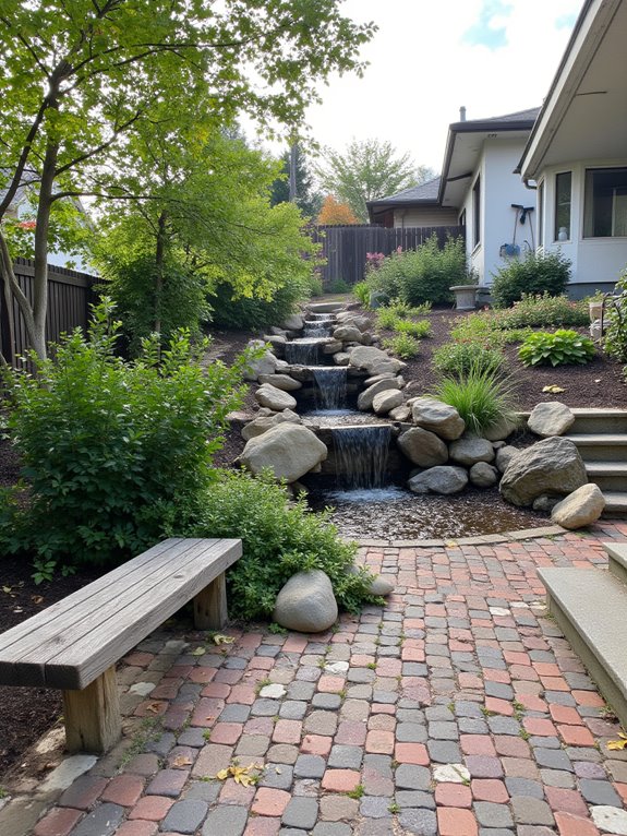 tranquil waterfall and pond