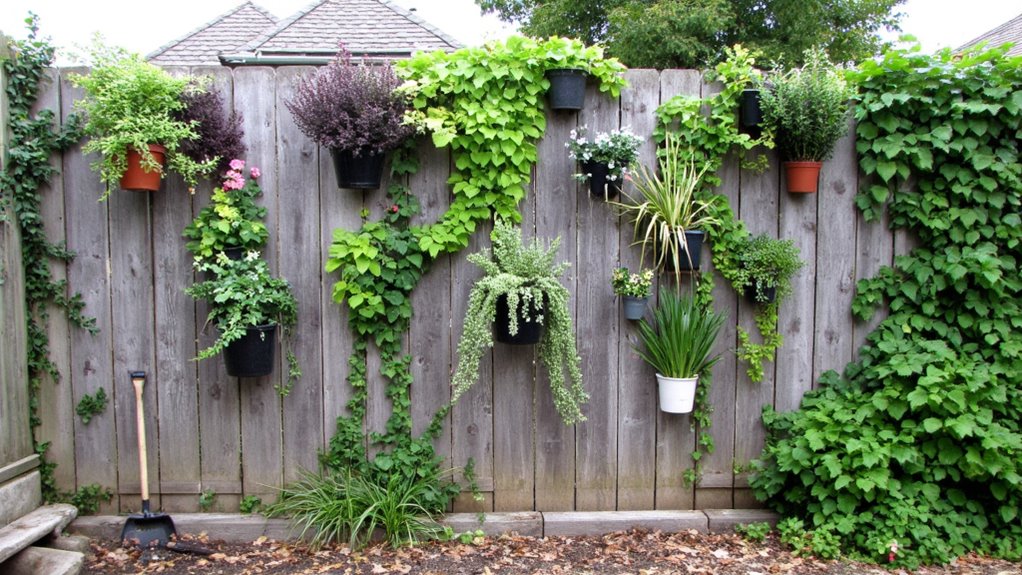 vertical garden on fence