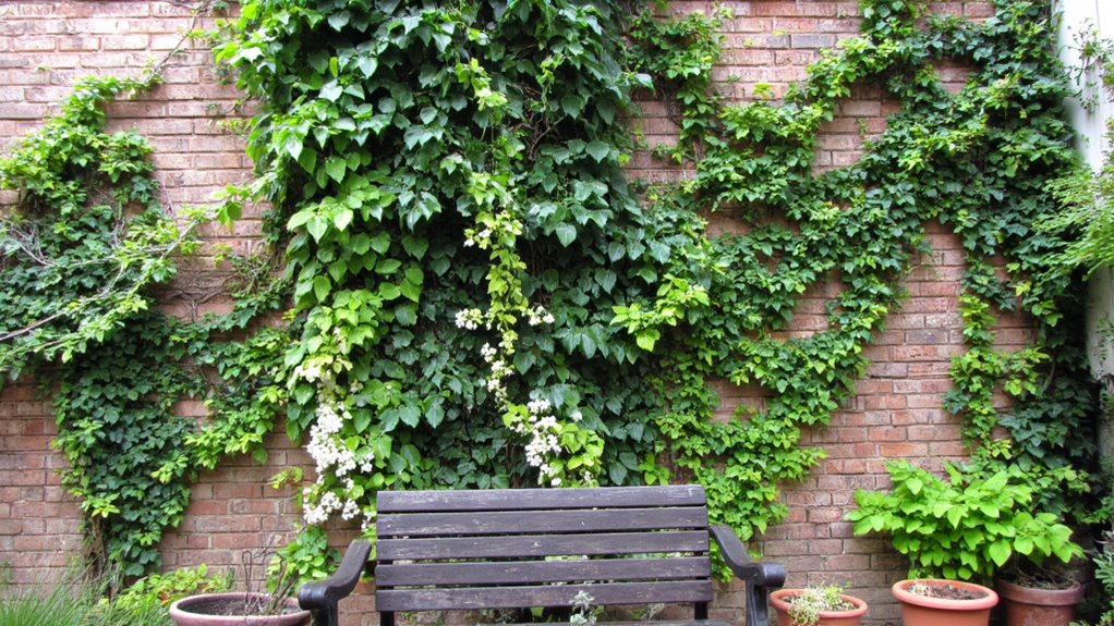 vertical garden with climbing plants