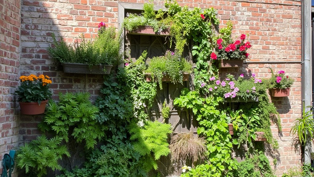 vertical garden with planters
