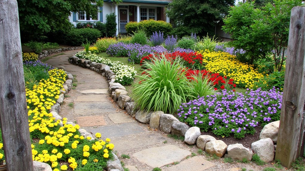 vibrant colorful flower beds