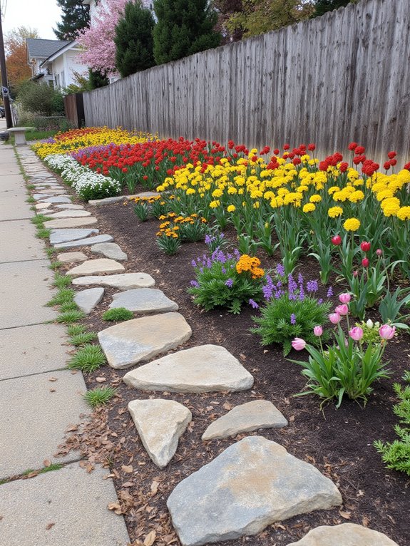 vibrant colorful flower beds