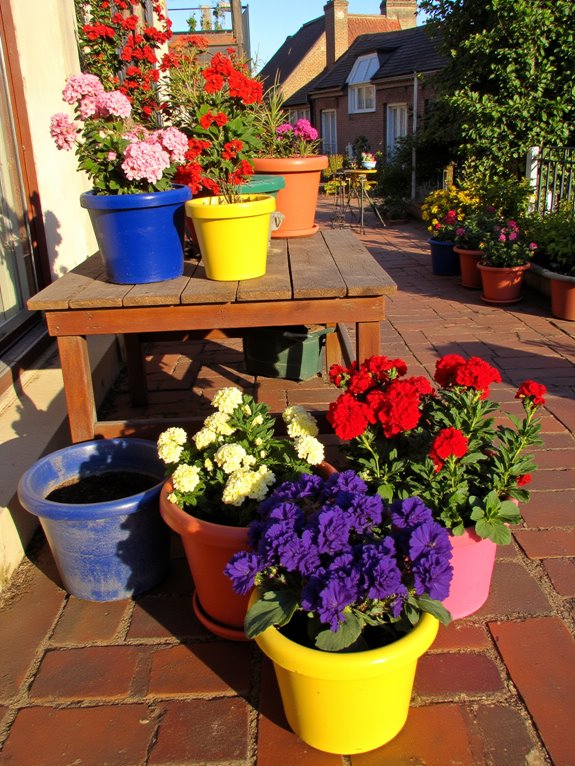 vibrant colorful flower pots