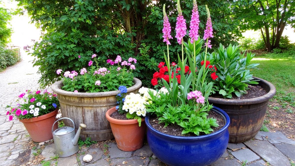 vibrant container flower beds